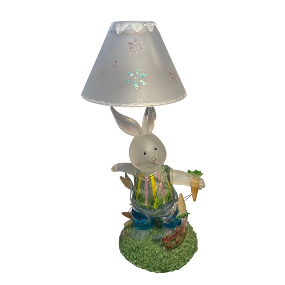 Easter Bunny Lamp Tealight Holder Glass Frosted Shade Lights Not Working 12" Tal